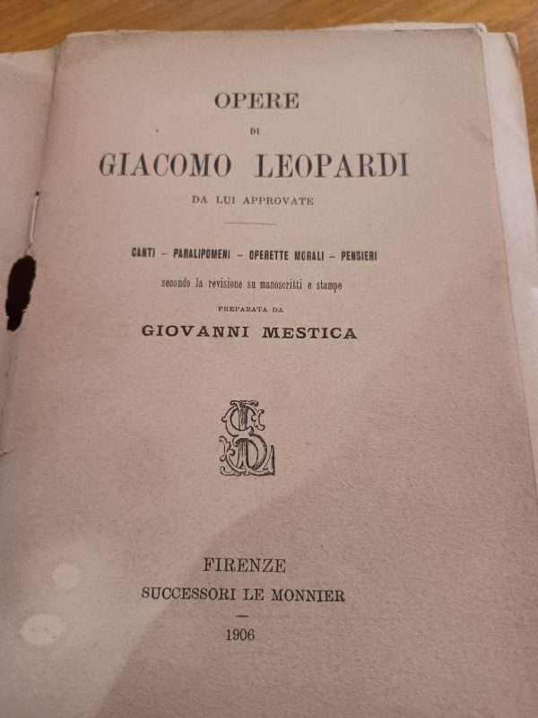 Opere di Giacomo Leopardi da lui approvate